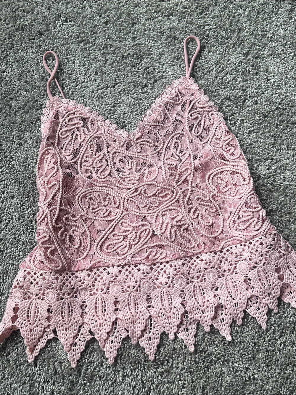 Lace Crochet Cami Top - Blush Pink